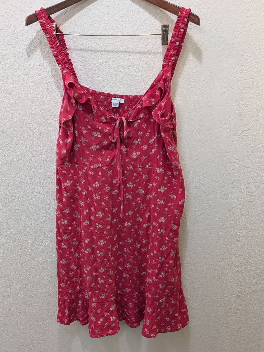 Cutesy Cottage Core American Eagle Red Floral ruffle  Collar Mini Dress. Size XL - Picture 6 of 6
